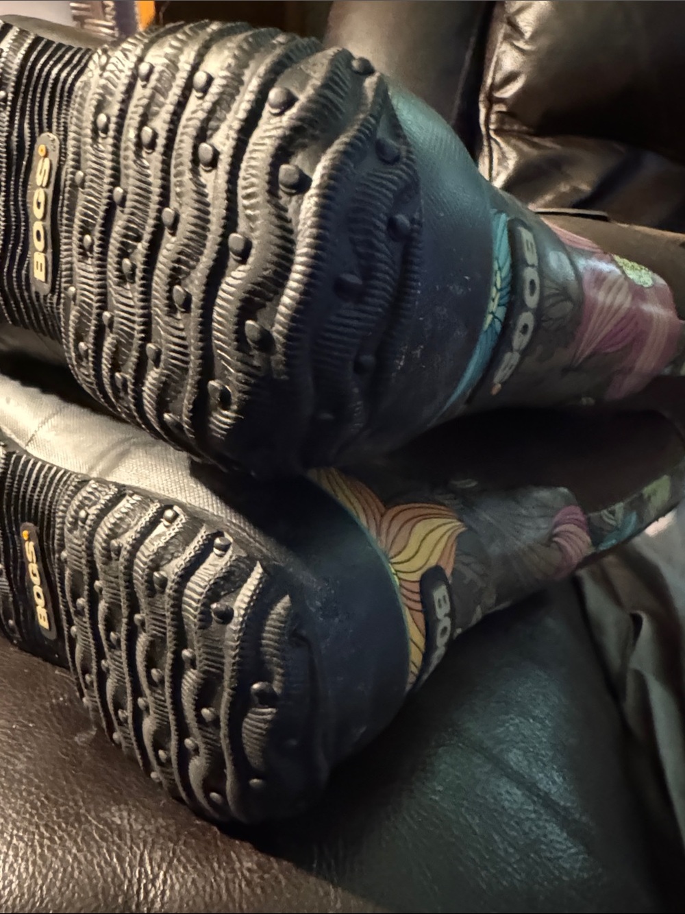 BOGS Womens Brown Floral Rain Boots size 6 Classic Mid Stargazer - Picture 15 of 16